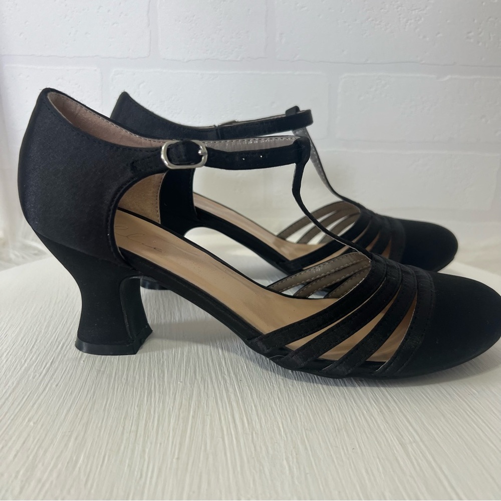 Ellie Black T-Strap Heels - Picture 2 of 13